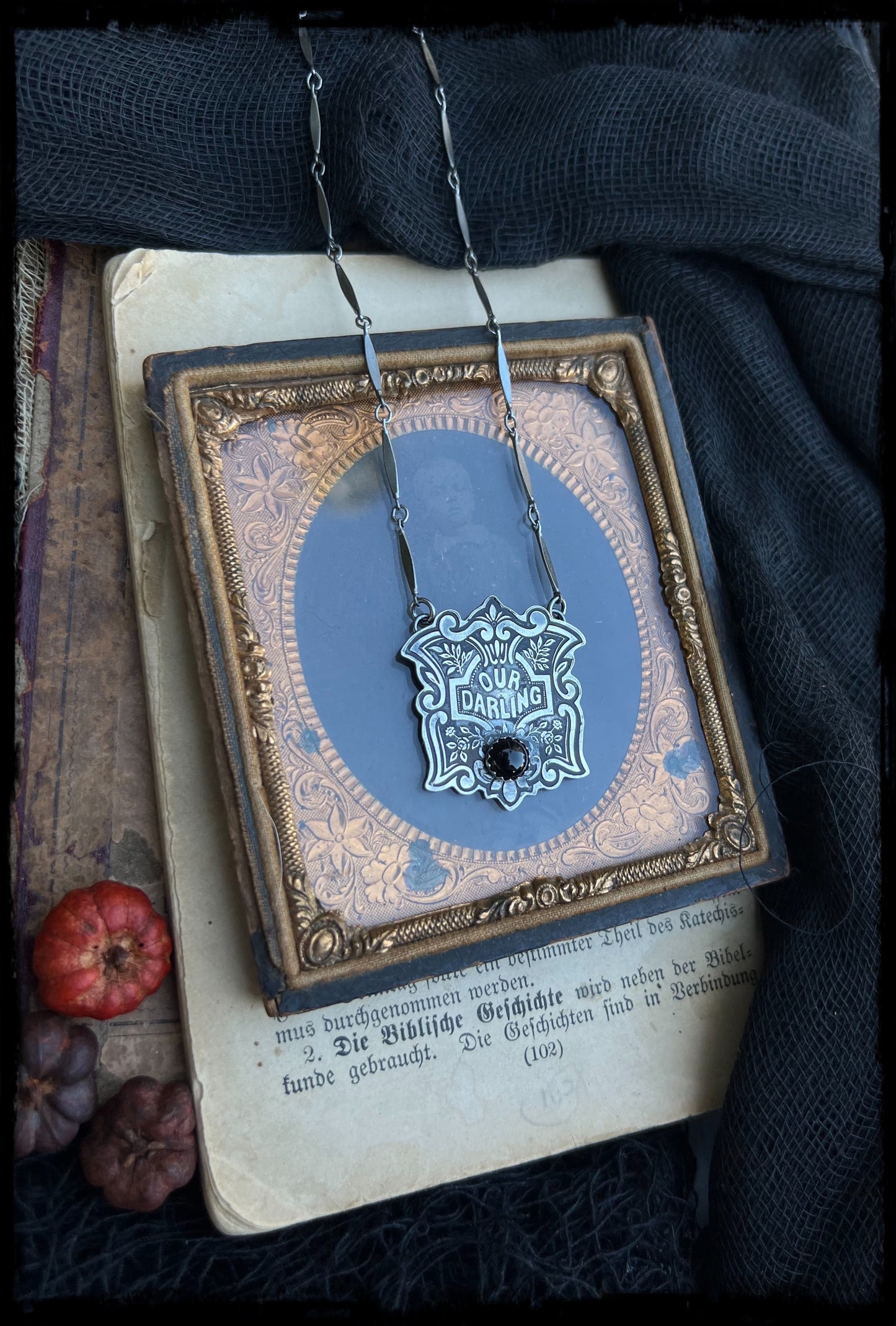 Victorian our darling coffin escutcheon~sterling silver & onyx layering necklace MTO~