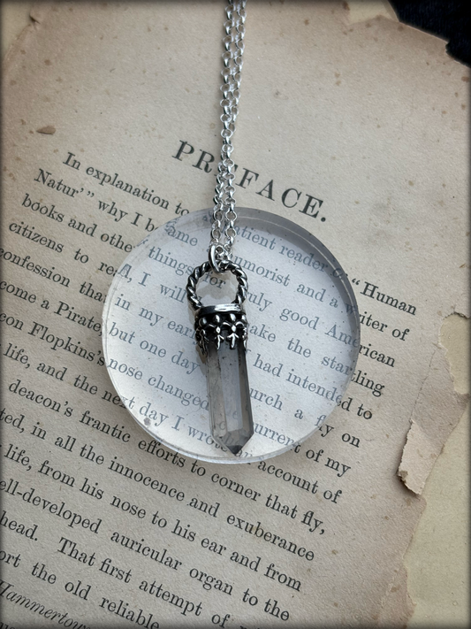 Hand crafted sterling in fine silver smoky quartz layering crystal necklace~