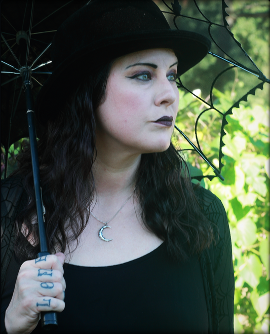 Moon of Melancholy~Sterling & fine silver crescent layering necklace MTO~