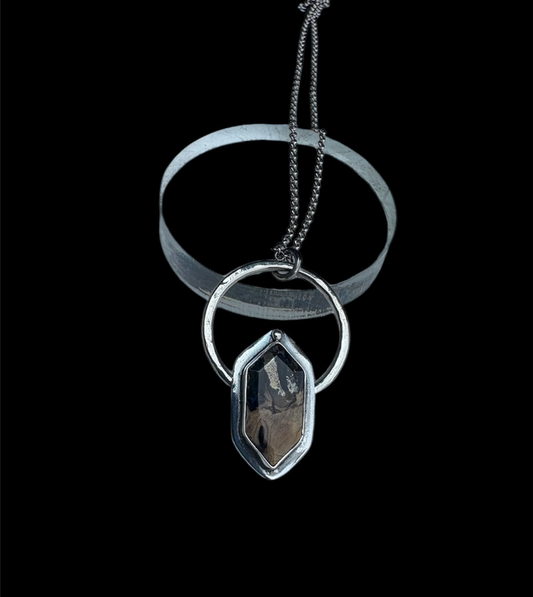 The Alchemist’s Root ~Handcrafted Petrified Palm Root & Pyrite Pendant sterling and fine silver Necklace~