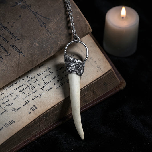 Brutalist style ~Hand crafted Tiffany technique naturally shed deer antler Talisman necklace~