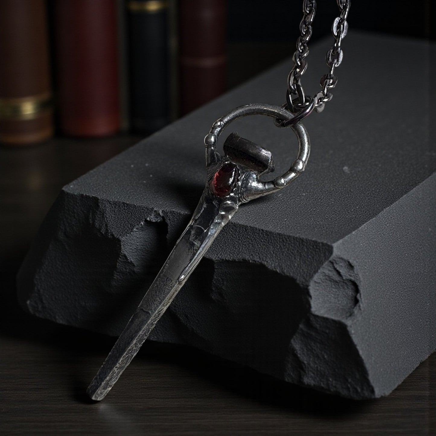 Hand crafted antique coffin nail Tiffany technique necklace ~