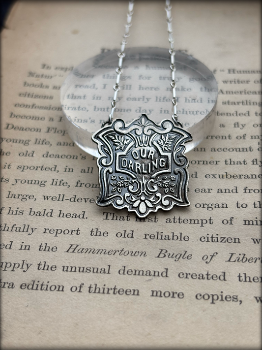 Victorian our darling coffin escutcheon~sterling silver layering necklace~