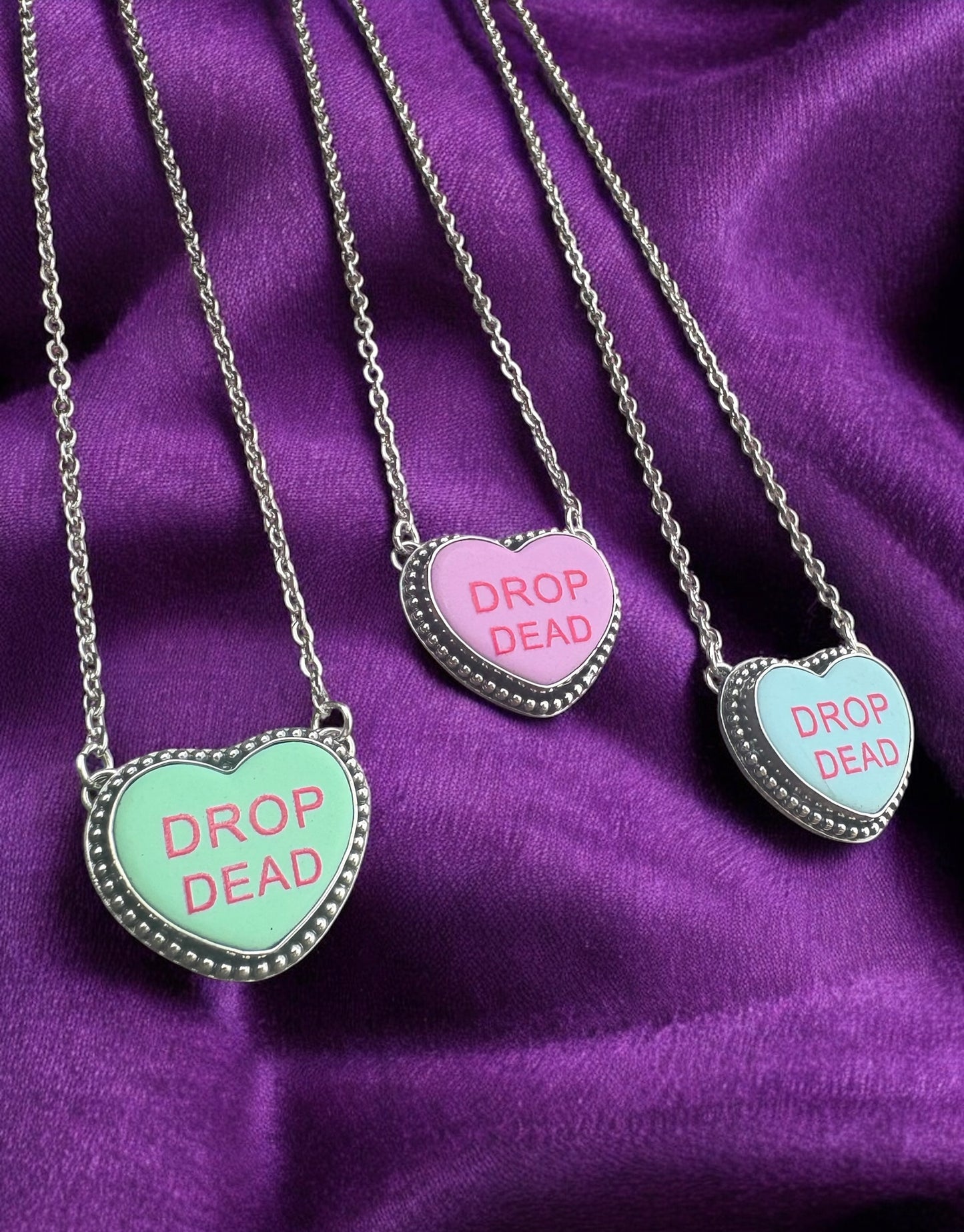 Bitter Hearts Necklace – Sterling Silver Spooky Conversation Heart