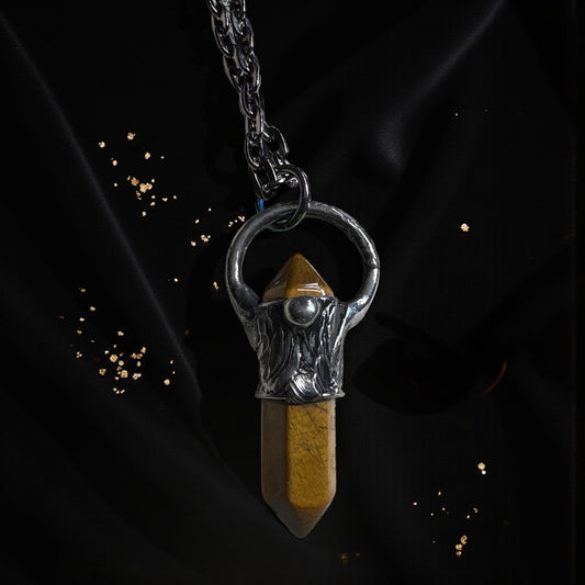 Hand crafted tigers eye Tiffany Technique crystal stacker necklace~