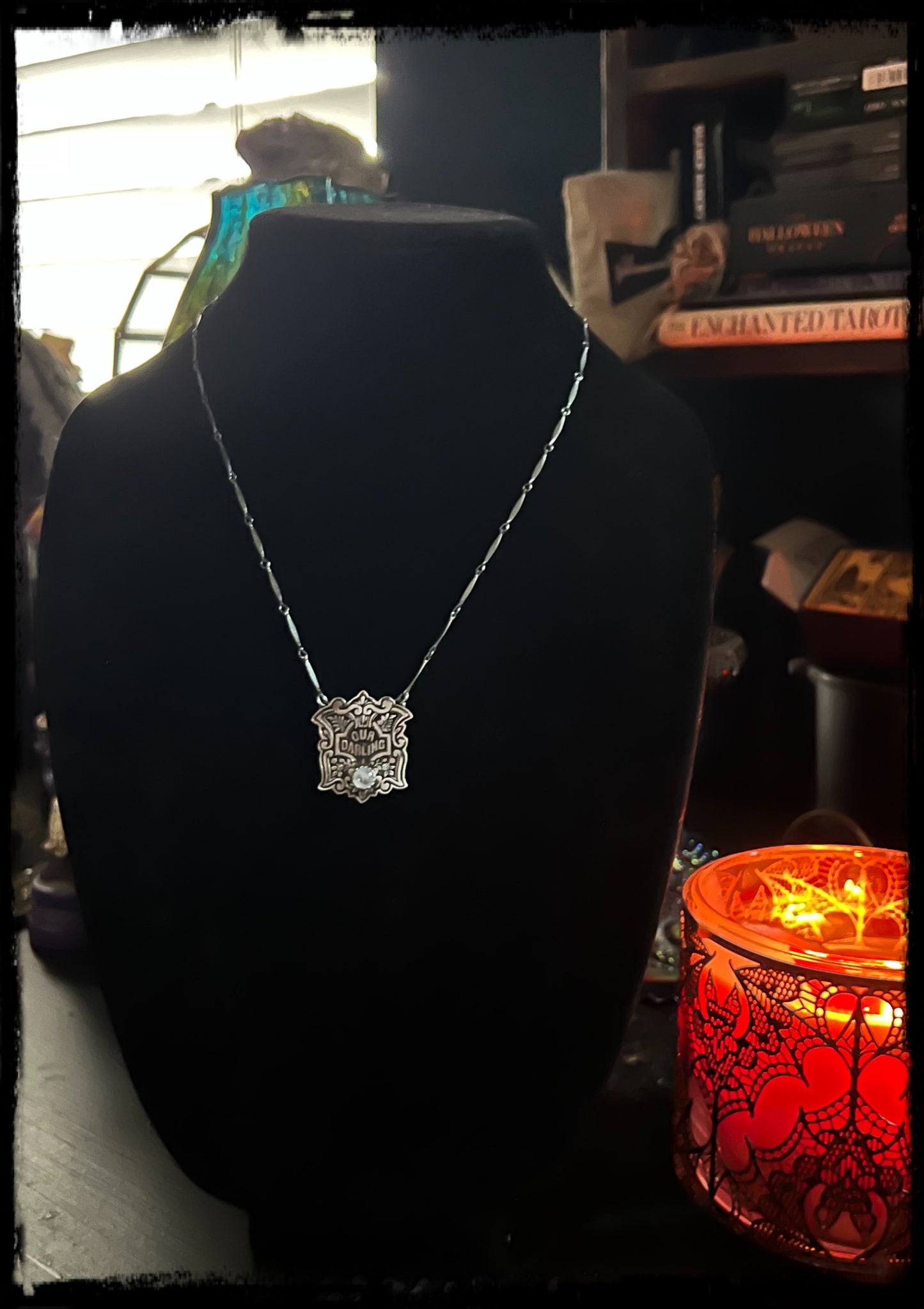 Victorian our darling coffin escutcheon~sterling silver & Moonstone layering necklace MTO~