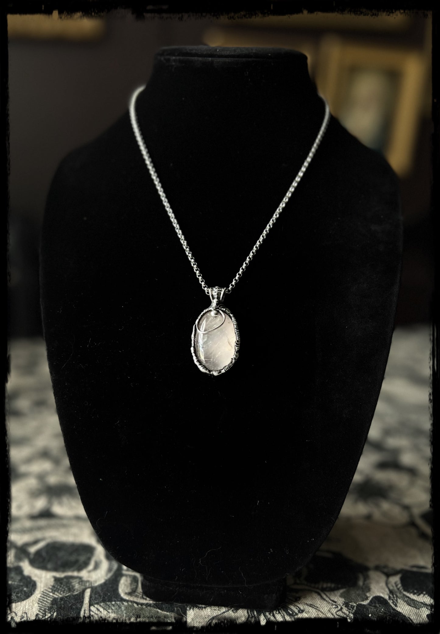 Spiral Tiffany Technique necklace rose quartz necklace ~
