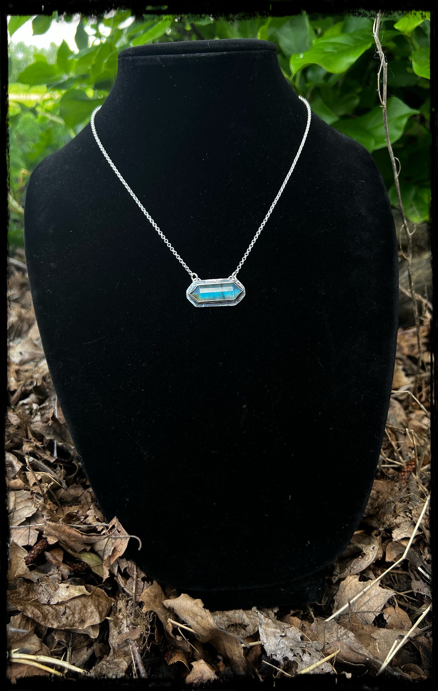 Sterling & fine silver blue labradorite layering pendant necklace~