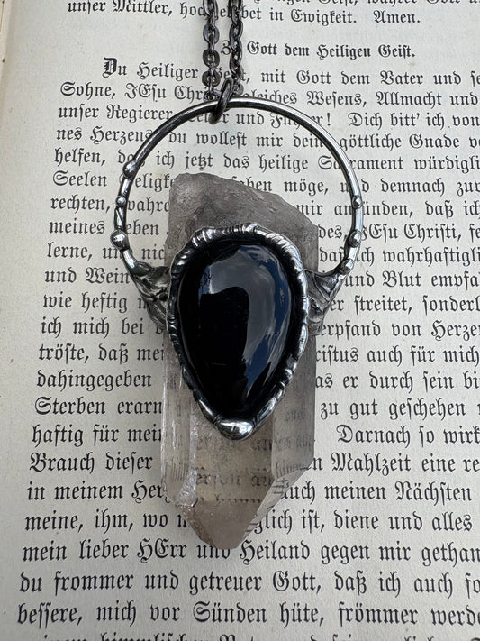 The Void Pendant – Obsidian & Clear Quartz crystal talisman-