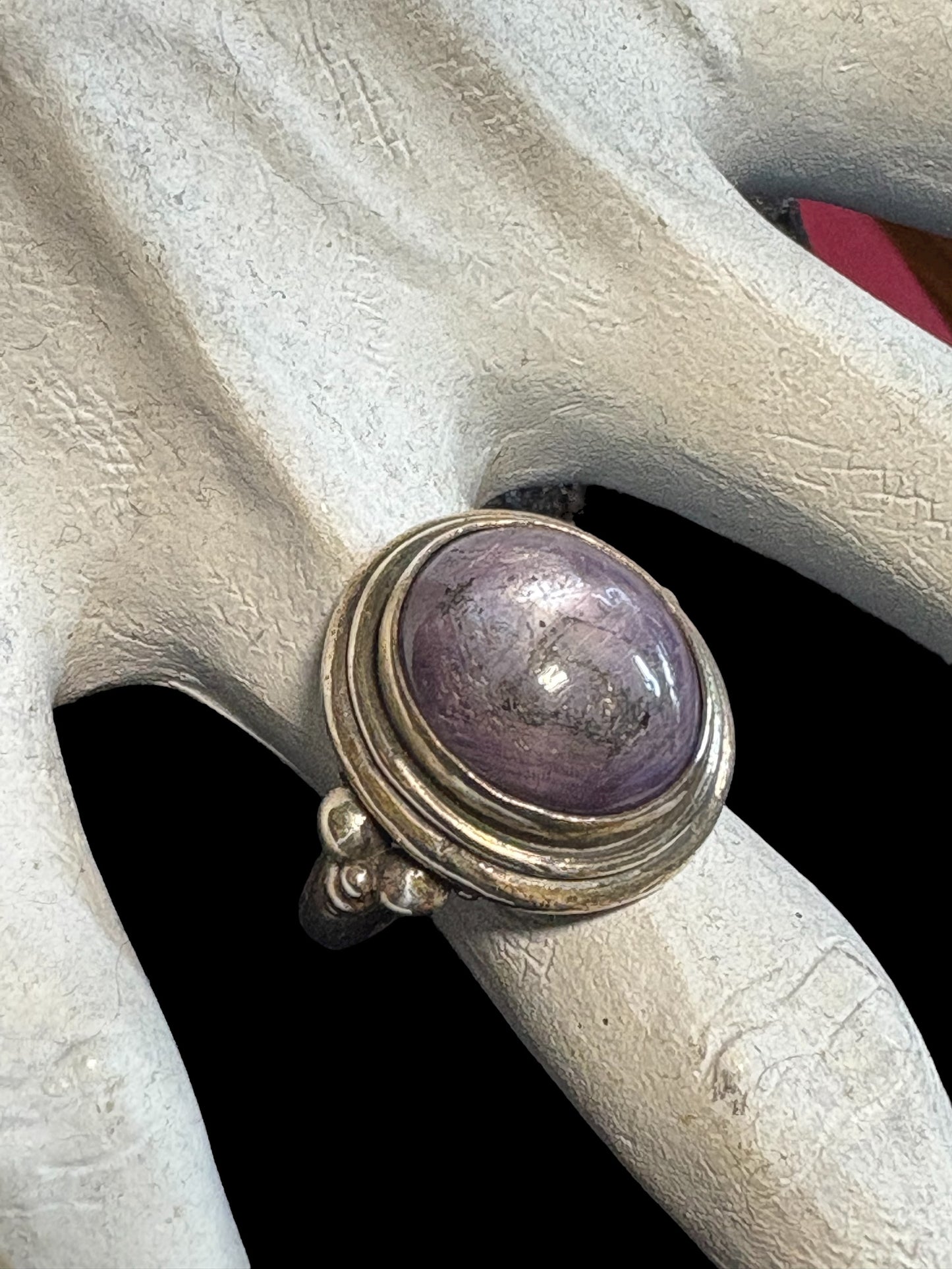 Shadow Veil ring-raspberry sapphire sterling silver ring size 6.5