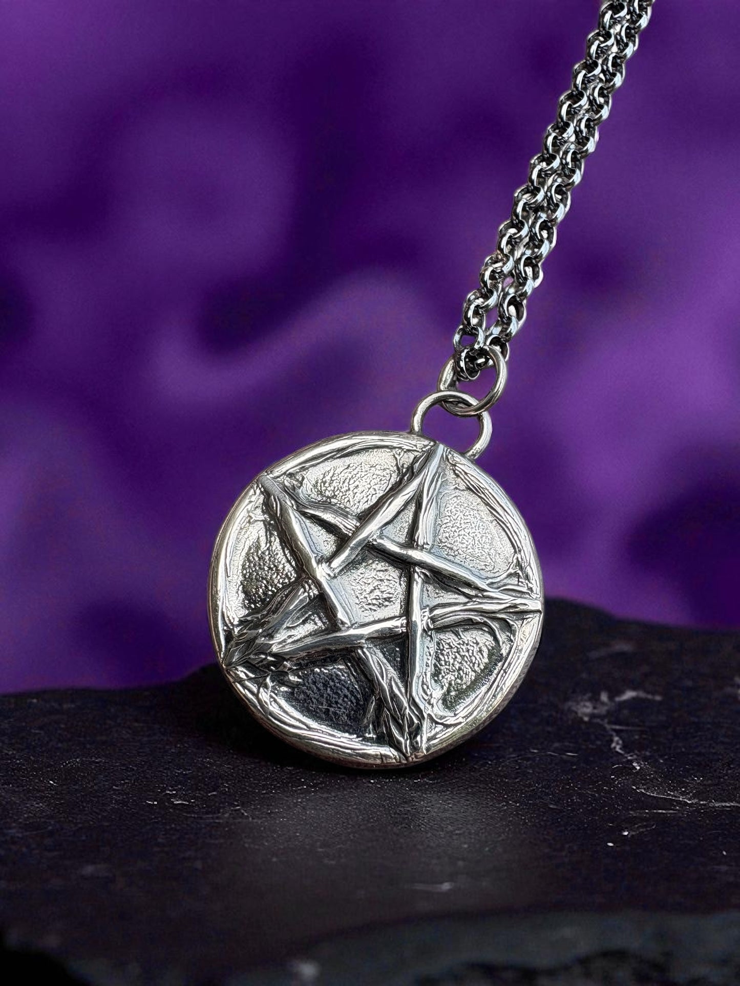 The Witchmark Medallion-Sterling silver pentagram necklace~