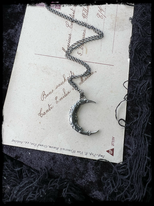 Moon of Melancholy~Sterling & fine silver crescent layering necklace MTO~