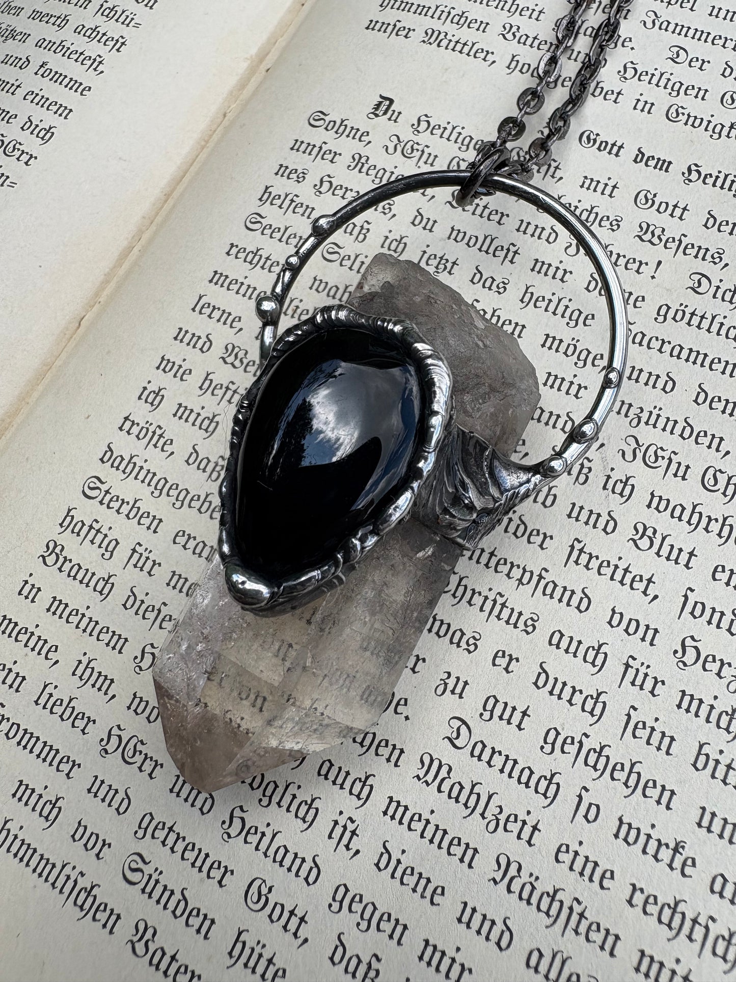 The Void Pendant – Obsidian & Clear Quartz crystal talisman-