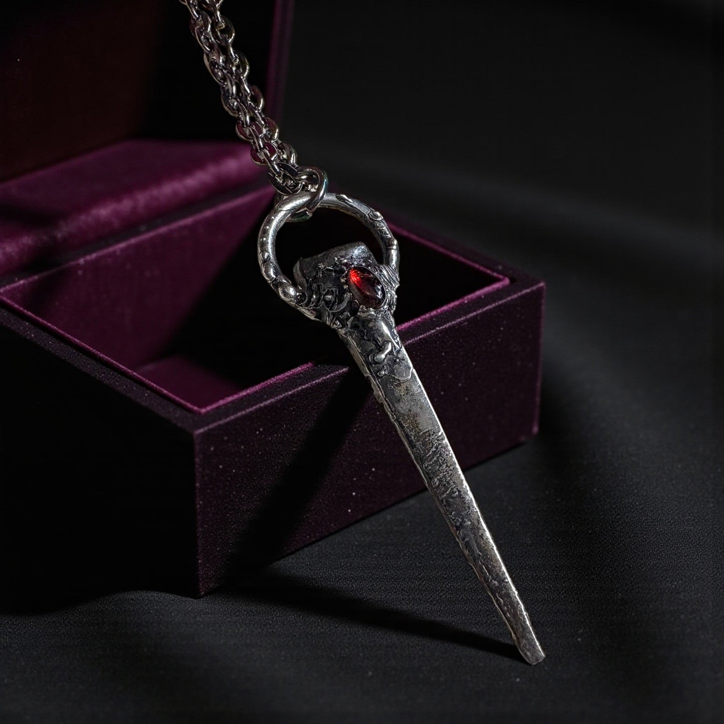 Hand crafted antique coffin nail Tiffany technique necklace ~