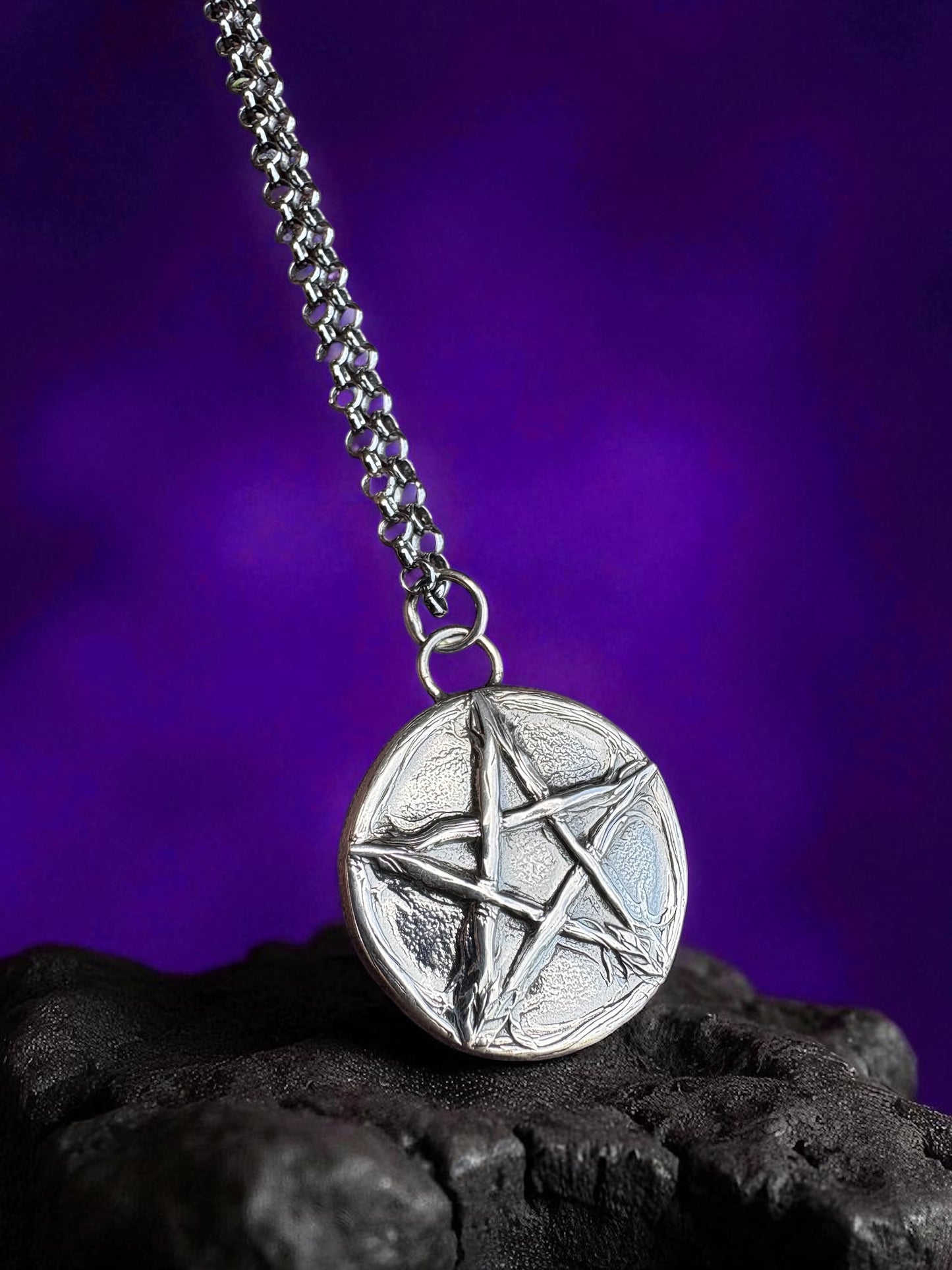 The Witchmark Medallion-Sterling silver pentagram necklace~