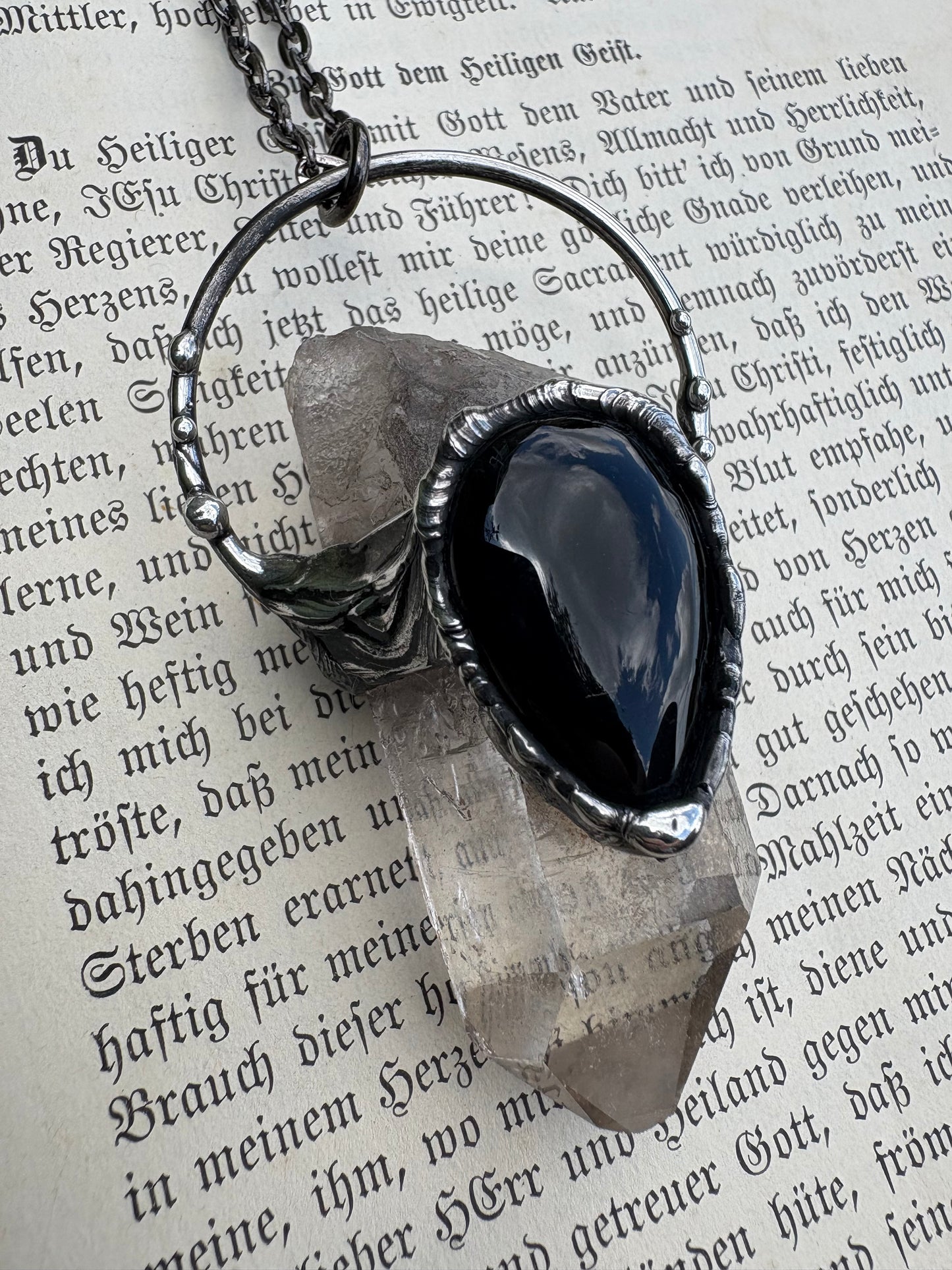 The Void Pendant – Obsidian & Clear Quartz crystal talisman-