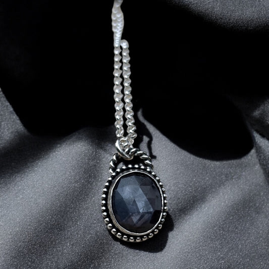 Hand crafted Sterling rose cut star sapphire layering  necklace~
