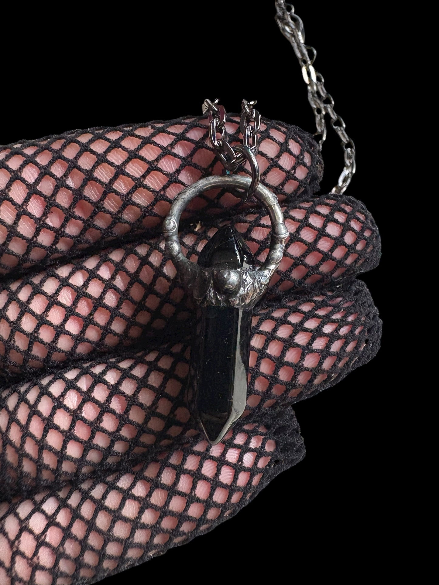 Hand crafted obsidian Tiffany Technique crystal stacker necklace~