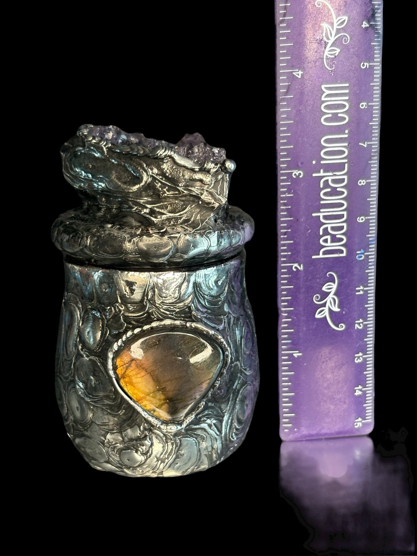 Stoned Alchemy High Priestess herbal jar (medium) amethyst & labradorite-