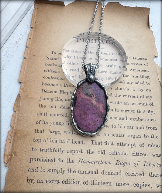Hand crafted Eudialyte Tiffany technique pendant necklace~