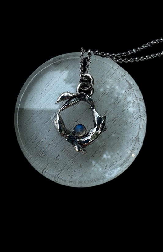 Ritual Circle ~Sterling Silver & Moonstone Pendant Necklace~