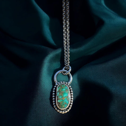Handcrafted sterling and fine silver turquoise layering necklace~