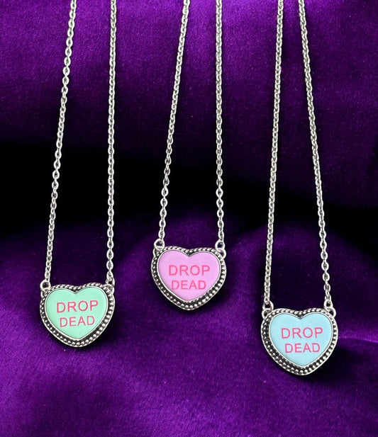 Bitter Hearts Necklace – Sterling Silver Spooky Conversation Heart